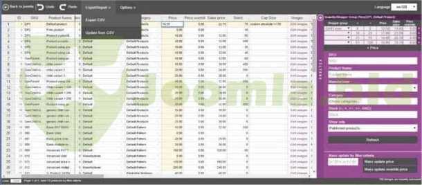 Product excel-like manager for Virtuemart